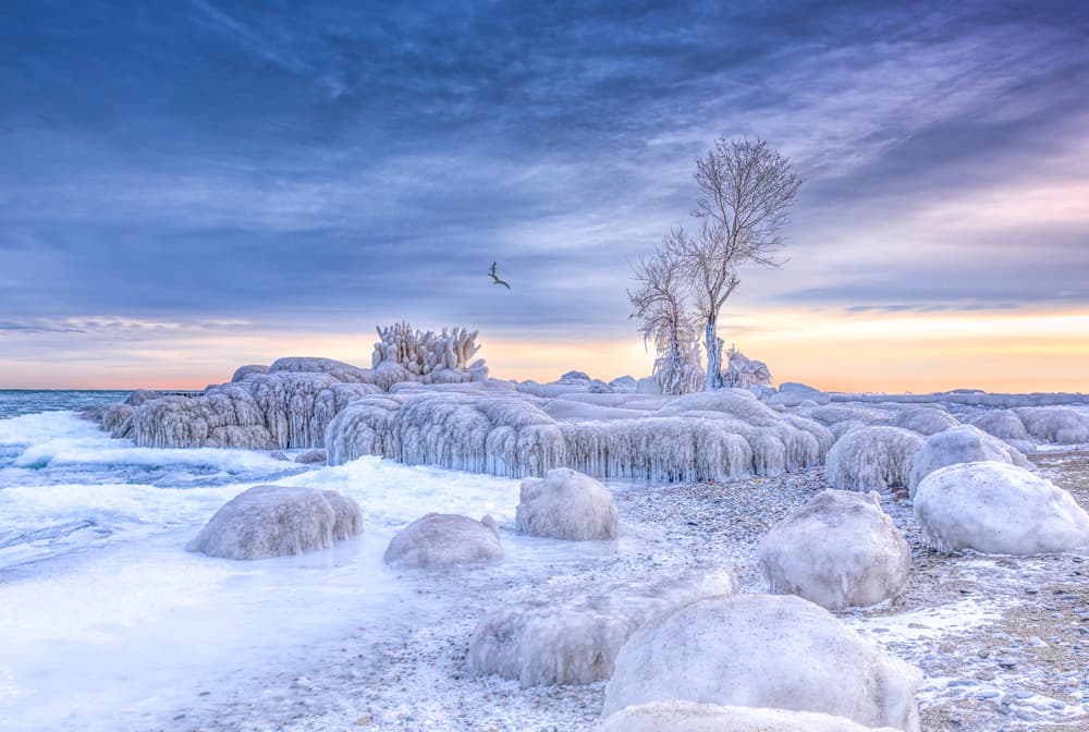 Frozen Coastal Twilight by Larry Deng APA — canvas wall art