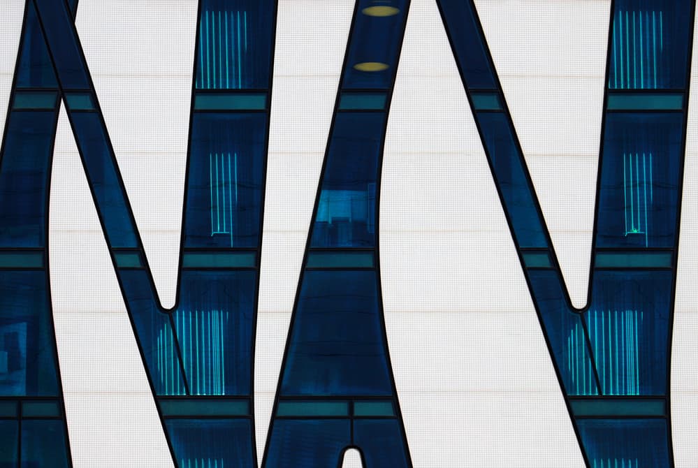 Modern Blue Glass Facade by Hans-Wolfgang Hawerkamp — canvas wall art