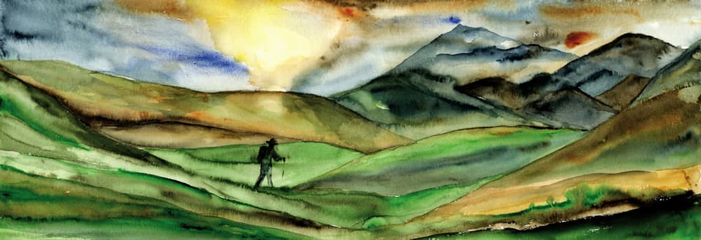 Hiker's Mountain Journey by RodMacIver — canvas wall art