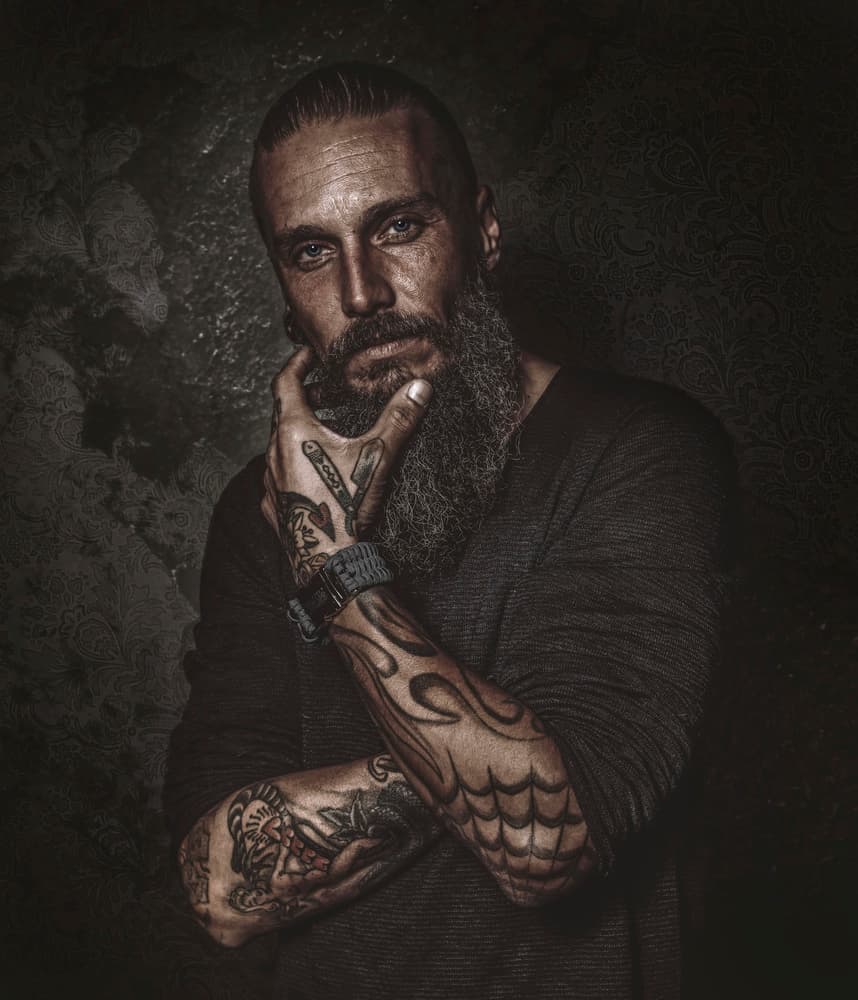 Rugged Tattooed Portrait by gNo — canvas wall art