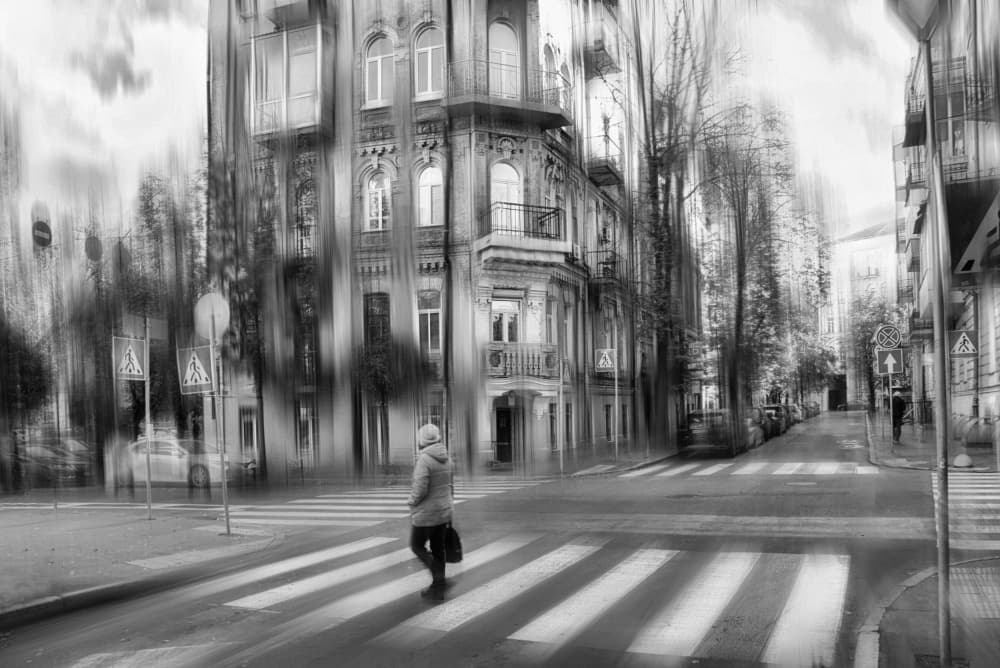 Monochrome Urban Passage by Alexander Kiyashko — canvas wall art