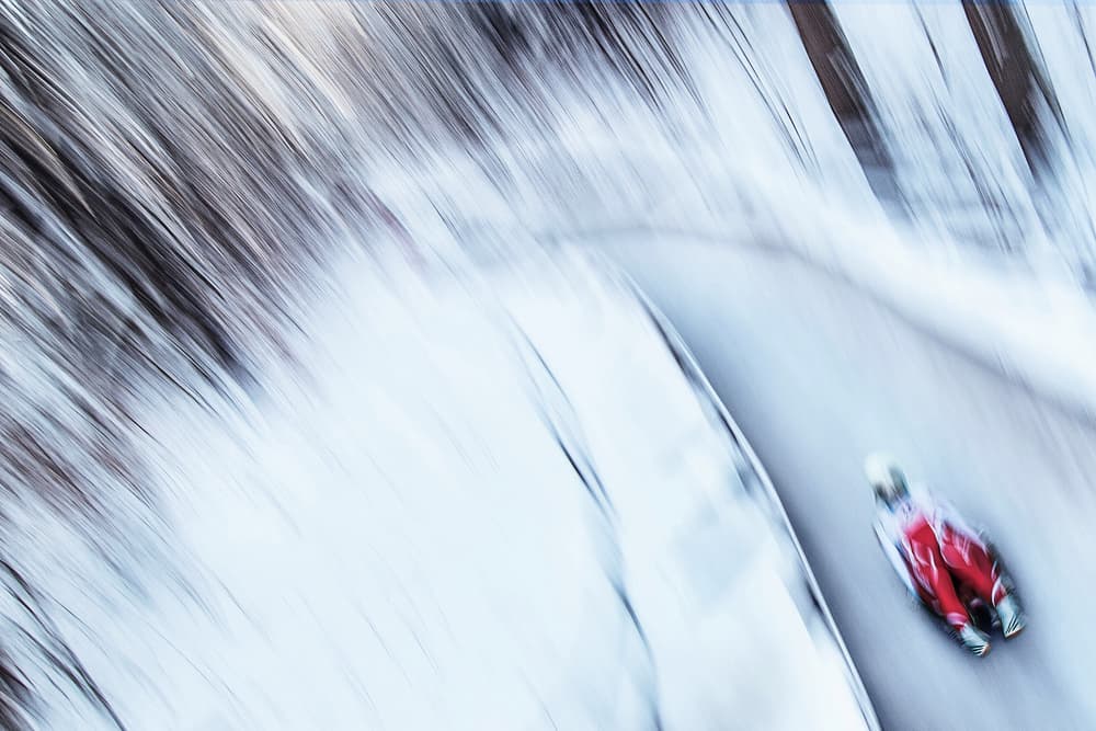 Dynamic Luge Action by Dusan Ignac — canvas wall art