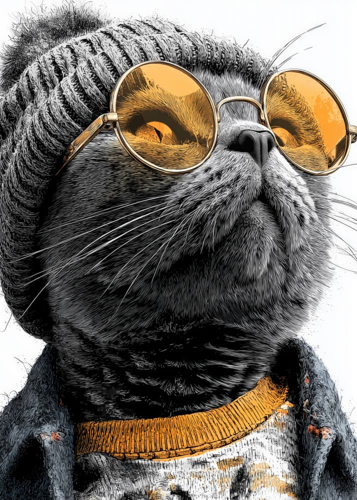 Cool Cat With Sunglasses by Justyna Jaszke — canvas wall art