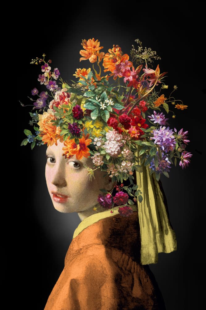 Girl With a Floral Crown by Marja van den Hurk — canvas wall art
