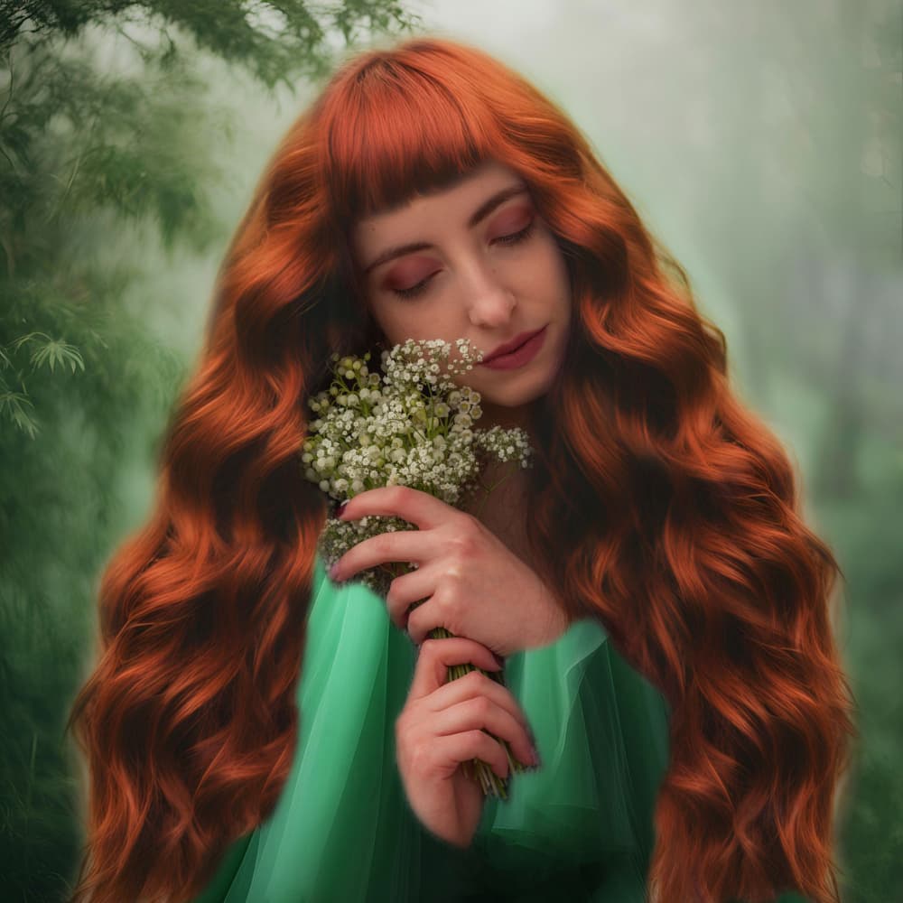 Ethereal Redhead with Flowers by Ewa Całkosińska-Kajzer — canvas wall art