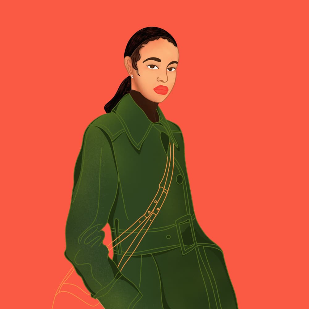 Chic Woman Green Coat by Keva Epale — canvas wall art