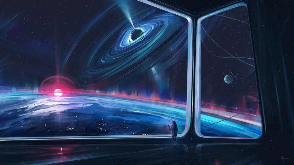 Black Hole Planet View by Alena Aenami — canvas wall art