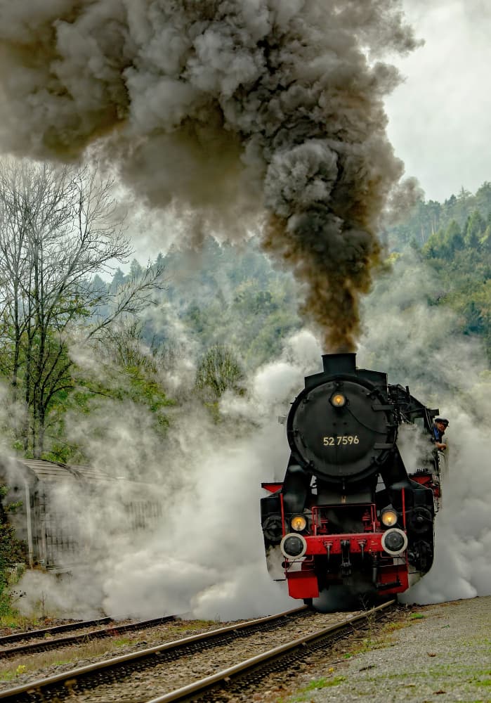 Dramatic Steam Train by Miro Susta — canvas wall art