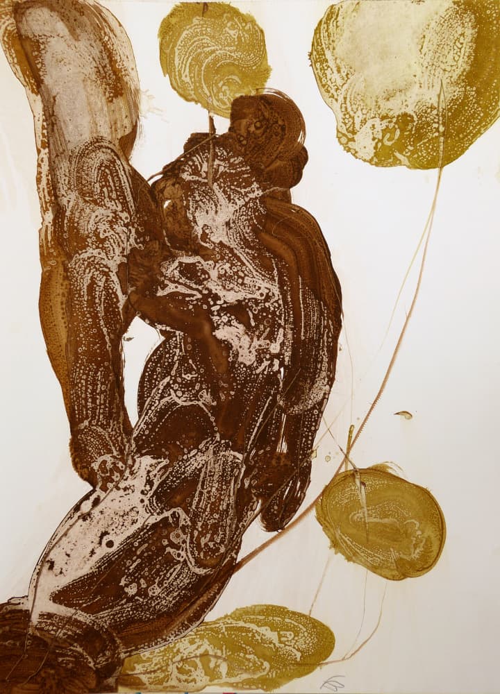 Golden Abstract Embrace by Frederic Belaubre — canvas wall art