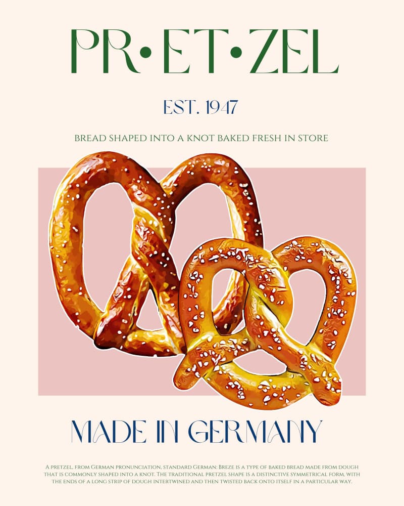 Classic German Pretzels by Nazma Khokhar — canvas wall art