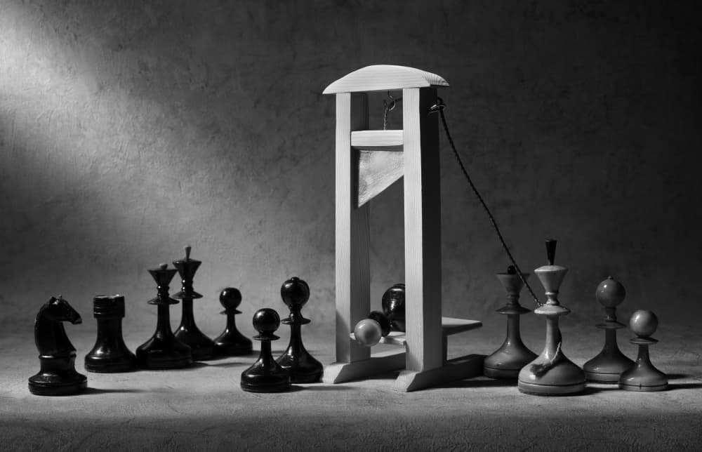 Symbolic Chess Guillotine by Victoria Glinka — canvas wall art