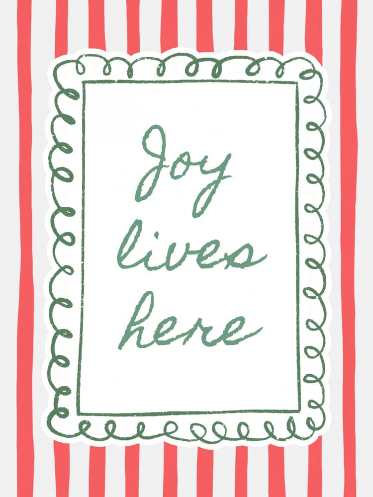Joy Lives Here Quote by Jolly and Dash — canvas wall art