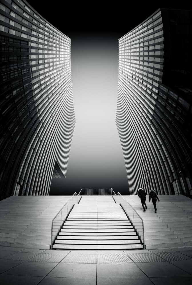 Upward City Steps by Jörg Vollrath — canvas wall art