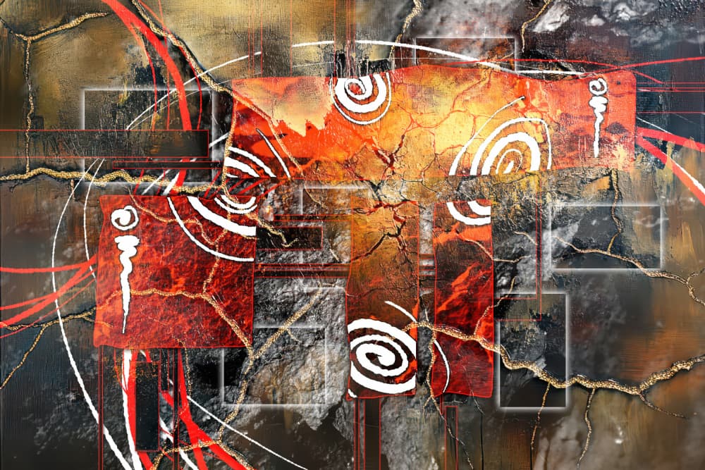 Modern Fiery Abstract by Rafal Kulik — canvas wall art