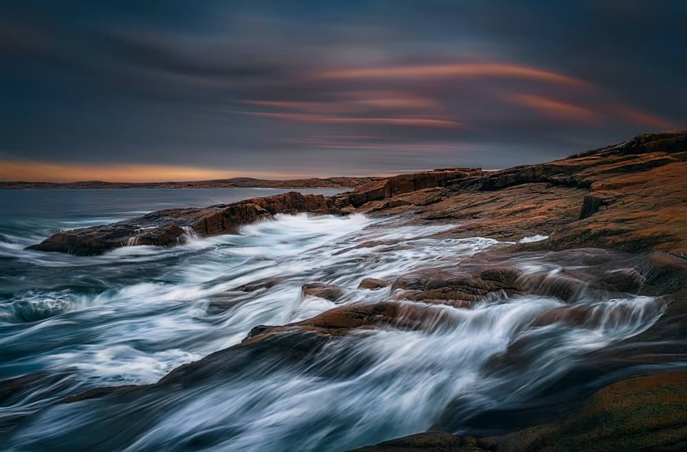 Flowing Waves Over Rocks by Ben.C.L — canvas wall art