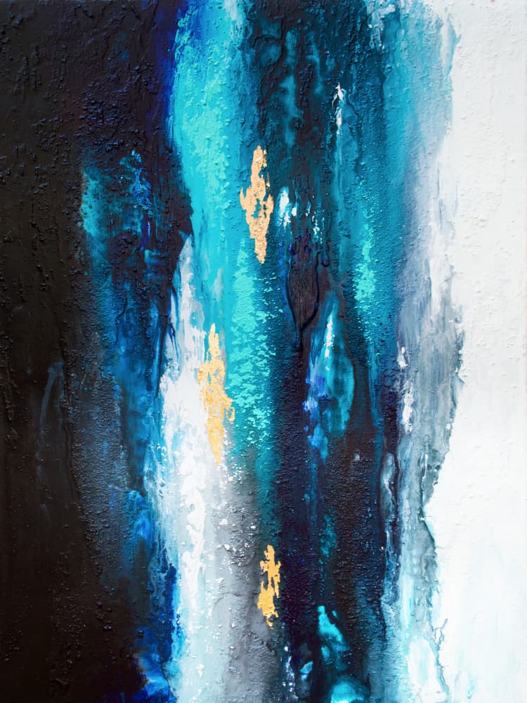 Abstract Blue Gold Flow by Alyson Storms — canvas wall art