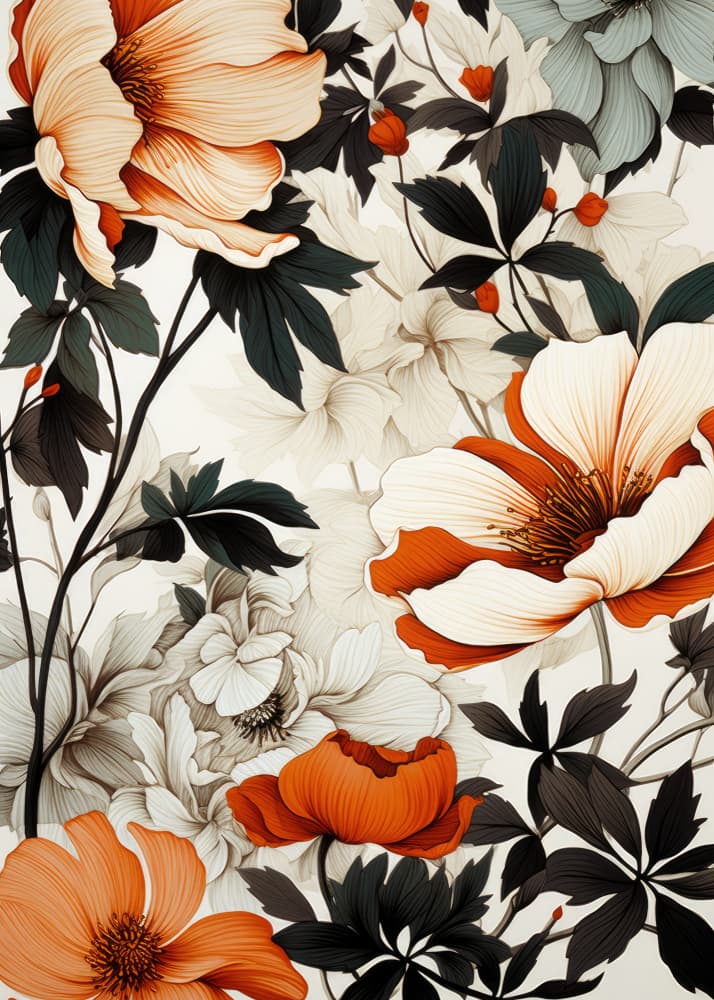 Elegant Orange Botanical Bloom by Justyna Jaszke — canvas wall art