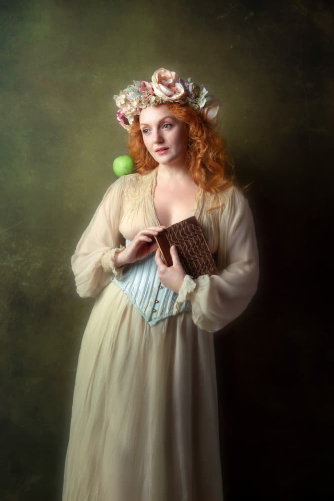 Redhead with Floral Crown by Catherine Wang — canvas wall art