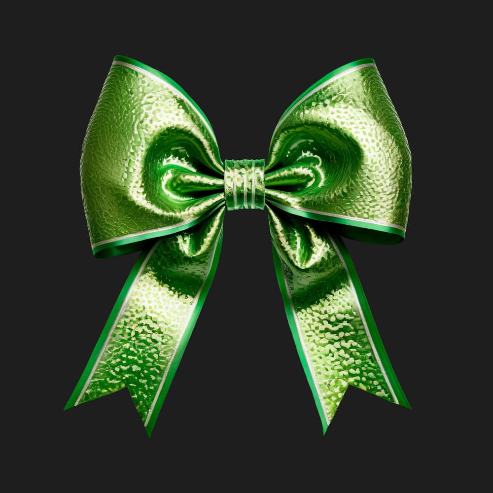 Shiny Green Gift Bow by Marika Barsrsind β canvas wall art