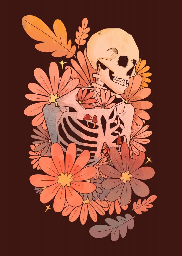 Autumn Skeleton Flowers by Stephen Wade — canvas wall art