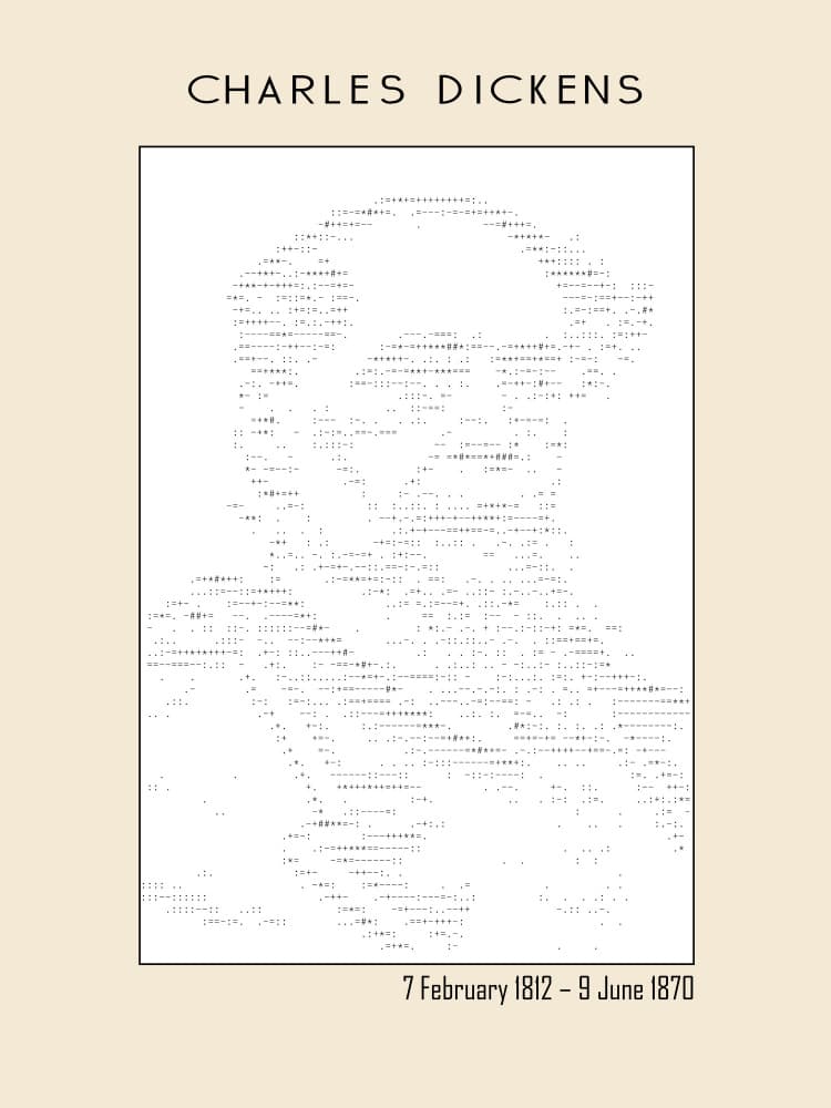 Charles Dickens Text Portrait by Doa Project — canvas wall art