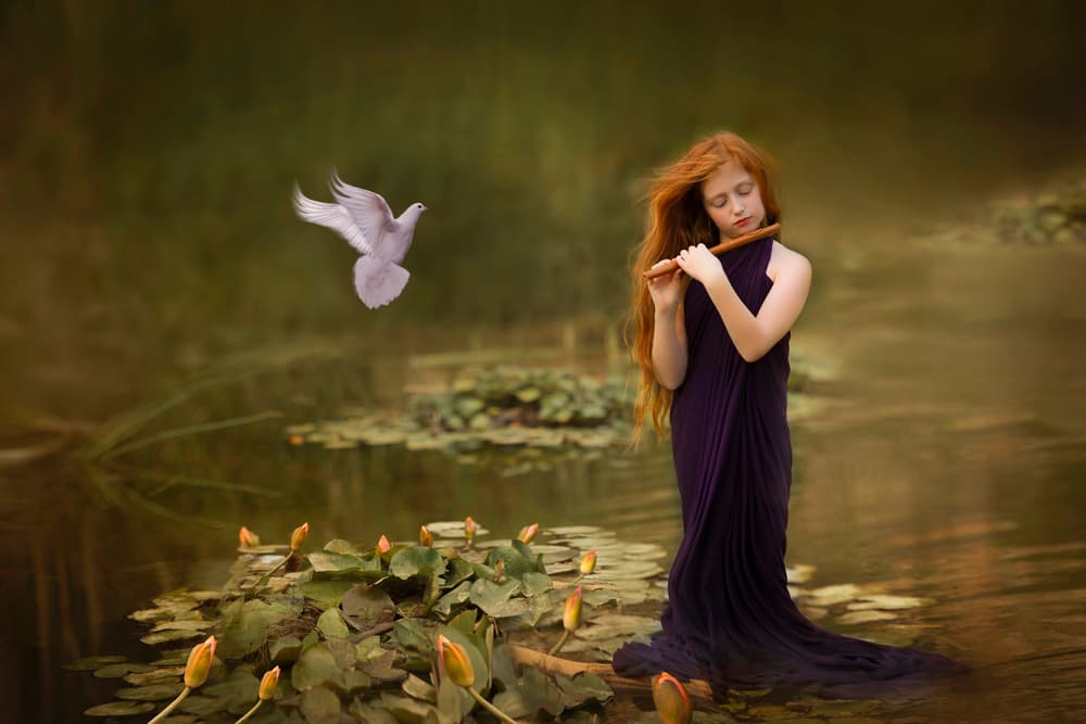 Ethereal Flute and Dove by AYMAN KHRBAWE — canvas wall art