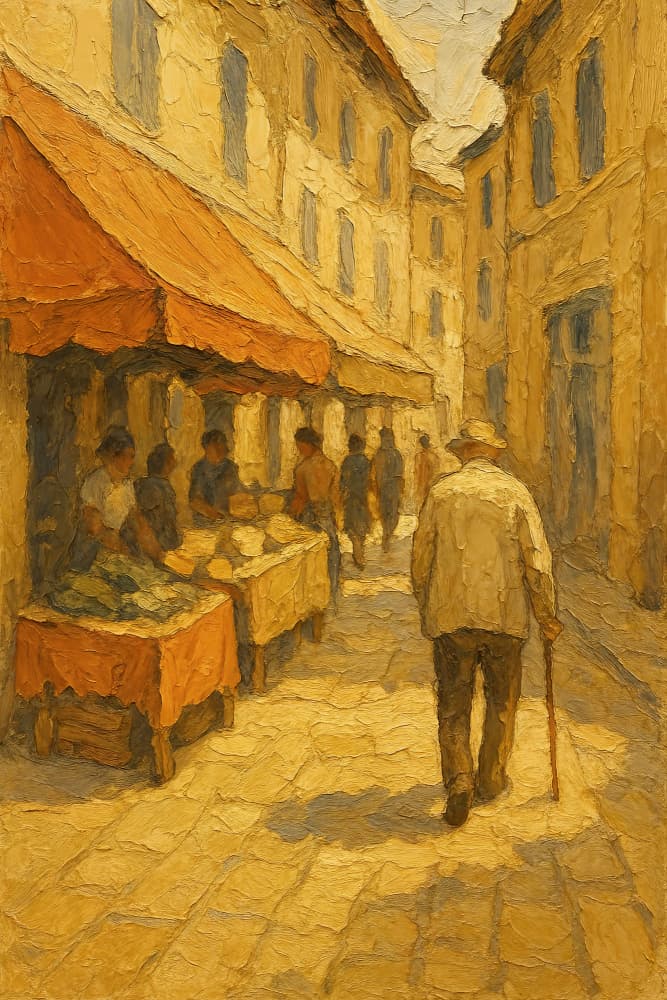 Old Town Market Stroll by Natalie Bruns — canvas wall art