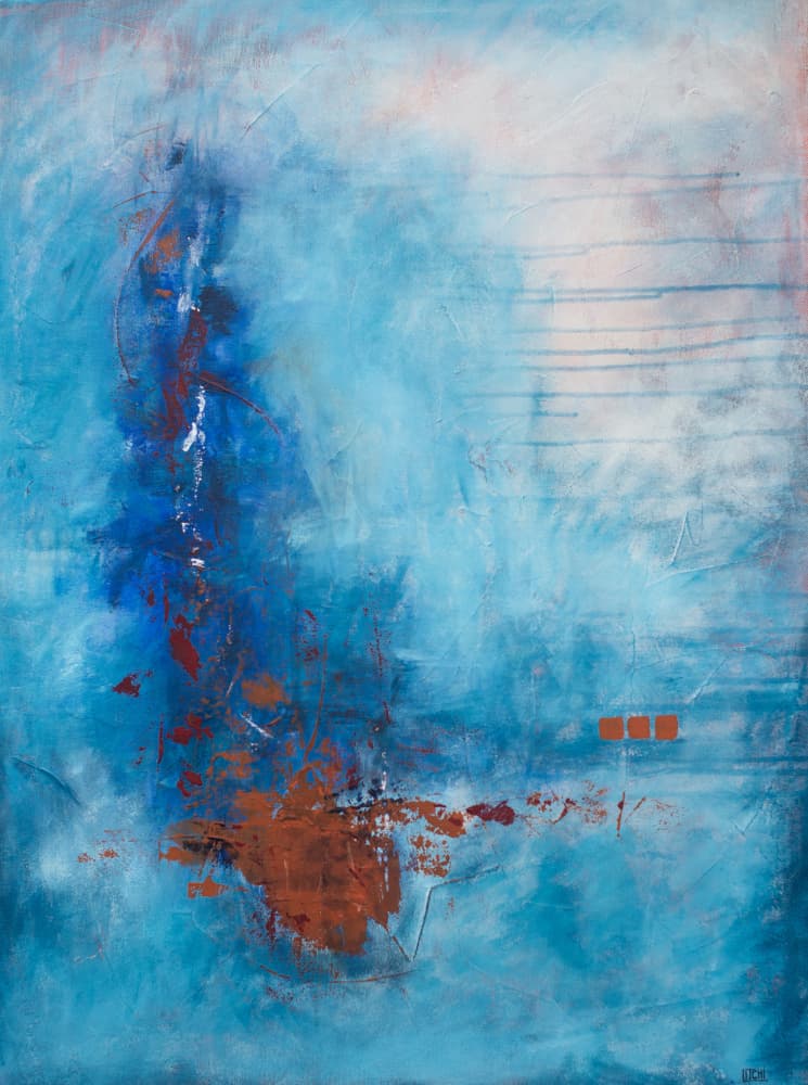 Aqua Flow Contrast by Lillian Christiansson — canvas wall art