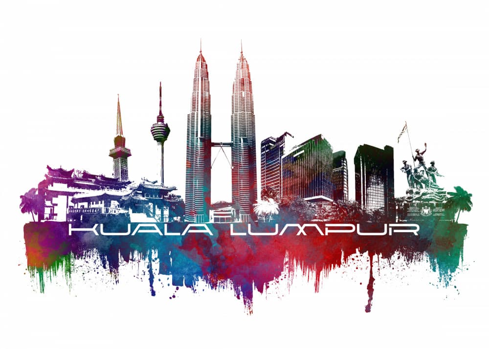 Kuala Lumpur Skyline Splash by Justyna Jaszke — canvas wall art