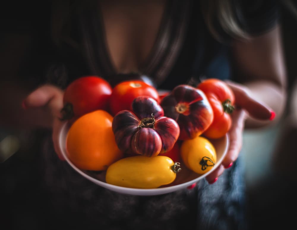Colorful Heirloom Tomatoes by Karina Aleksandrova — canvas wall art