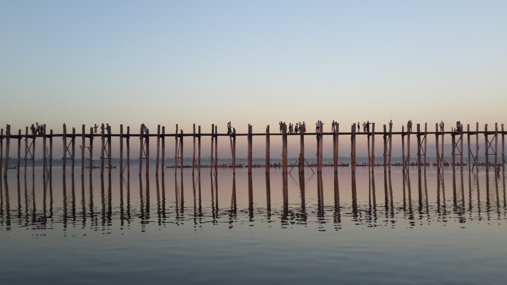 U Bein Bridge Reflections by Ilana Lam — canvas wall art