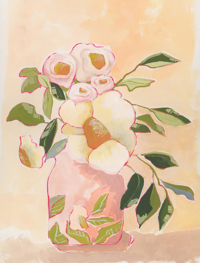 Soft Floral Still Life by Lucrecia Caporale — canvas wall art