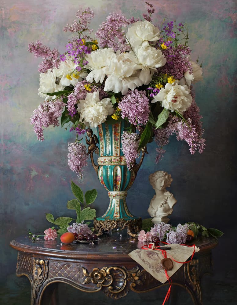Elegant Floral Still Life by Andrey Morozov — canvas wall art