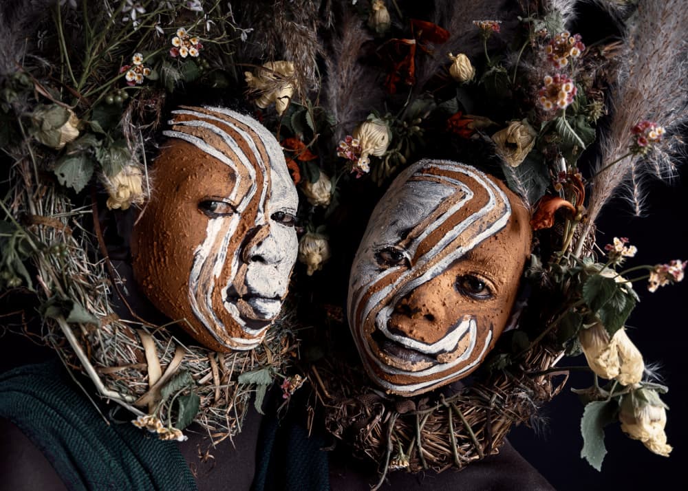Mysterious Ritual Faces by Tori E Bohn — canvas wall art