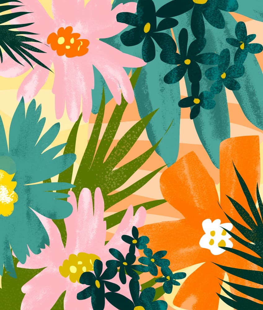 Vibrant Jungle Flowers by Uma Gokhale — canvas wall art