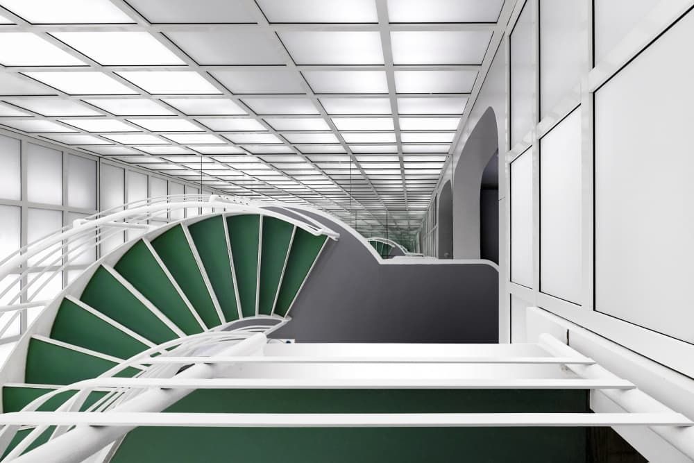 Futuristic Spiral Hallway by Michael Eßig — canvas wall art