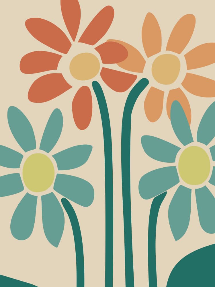 Retro Floral Garden by Andreas Magnusson — canvas wall art
