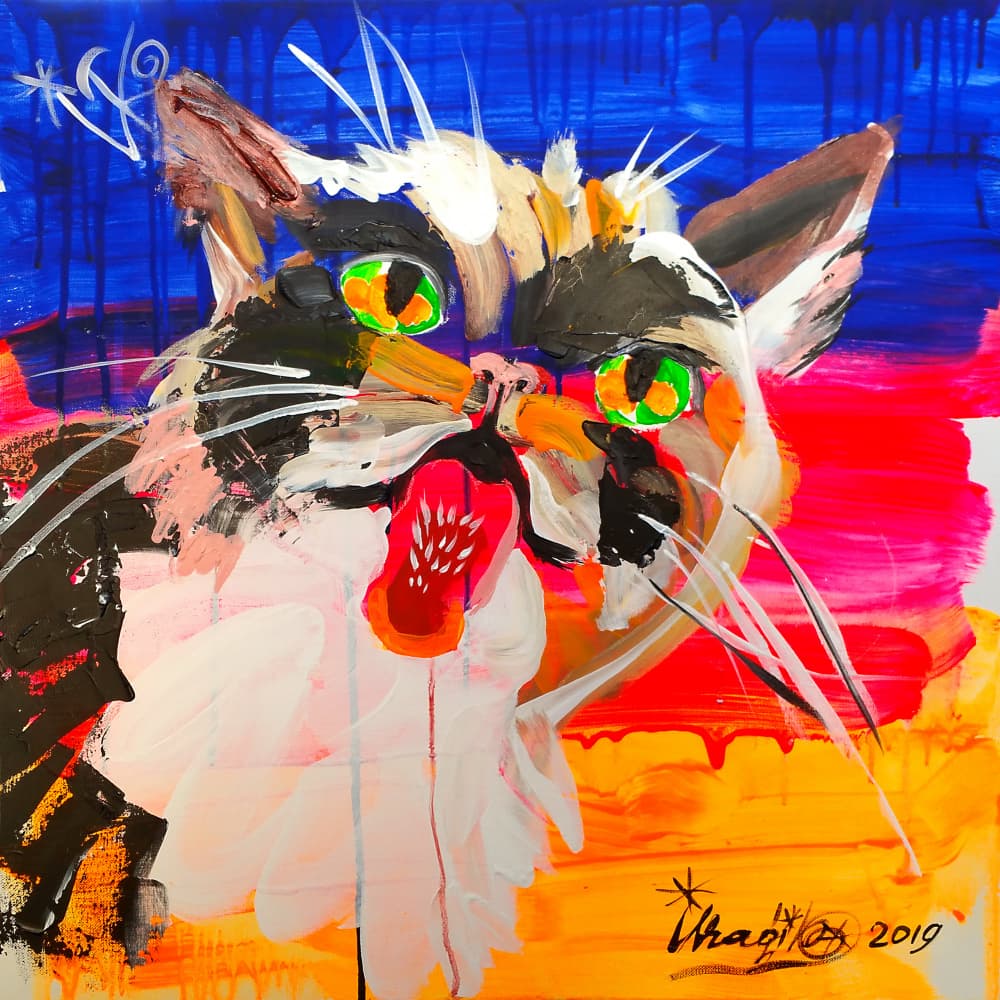 Colorful Abstract Cat by Kanat Ibragimov — canvas wall art