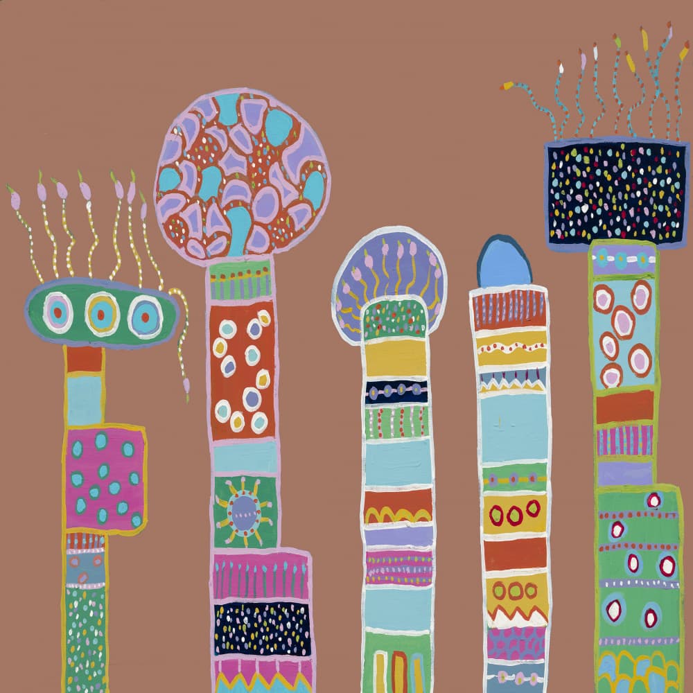 Whimsical Stacked Plants by Helen Joynson — canvas wall art
