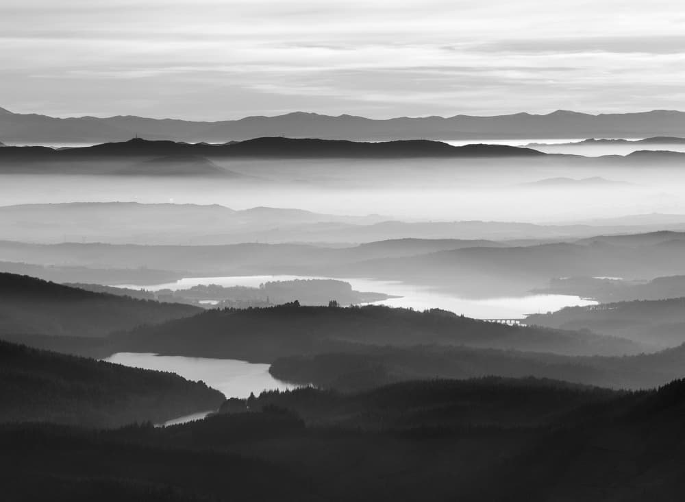 Layered Mountain Fog by Adolfo Urrutia — canvas wall art