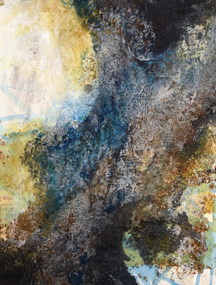 Deep Blue Gold Abstract by Deb Chaney — canvas wall art
