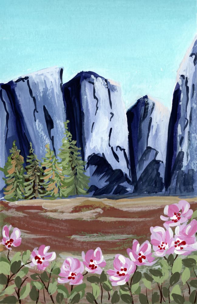 Majestic Peaks and Blooms by Jasmine Goodwin — canvas wall art