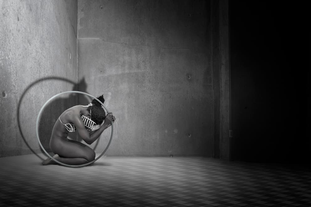 Kneeling Woman Circle by Christine von Diepenbroek — canvas wall art