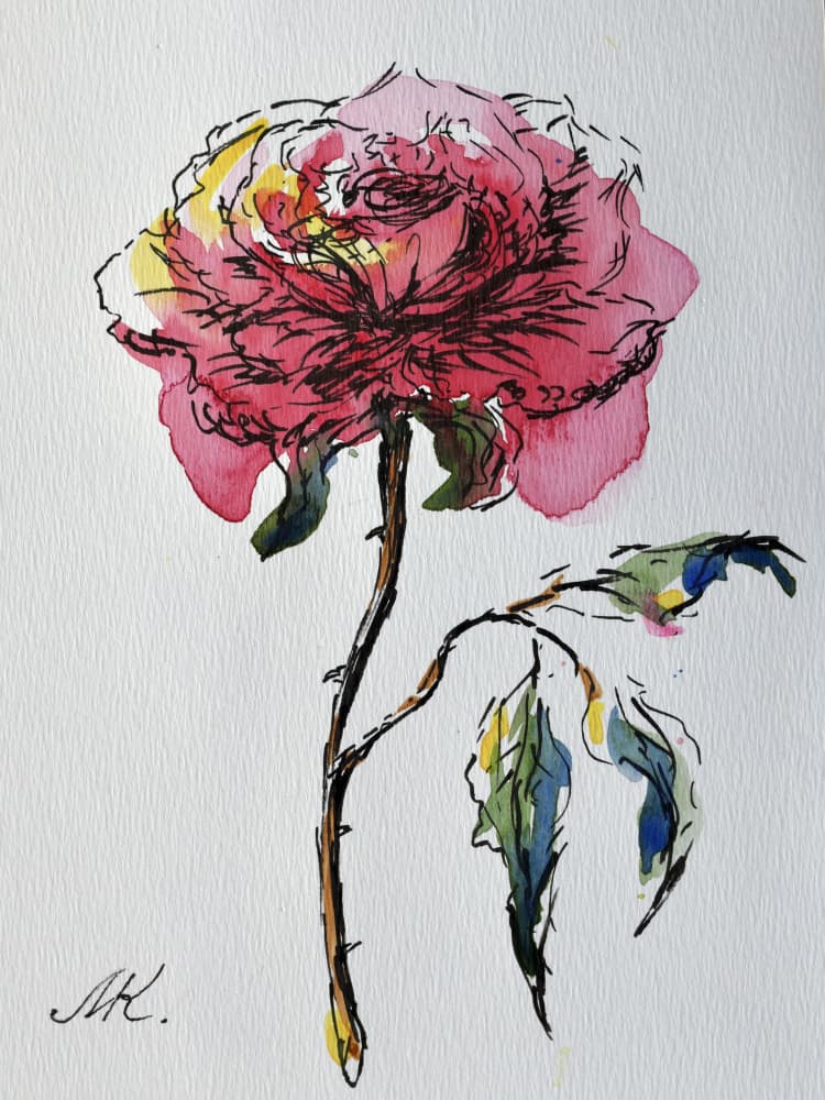 Expressive Pink Rose by Marina Kozyr — canvas wall art