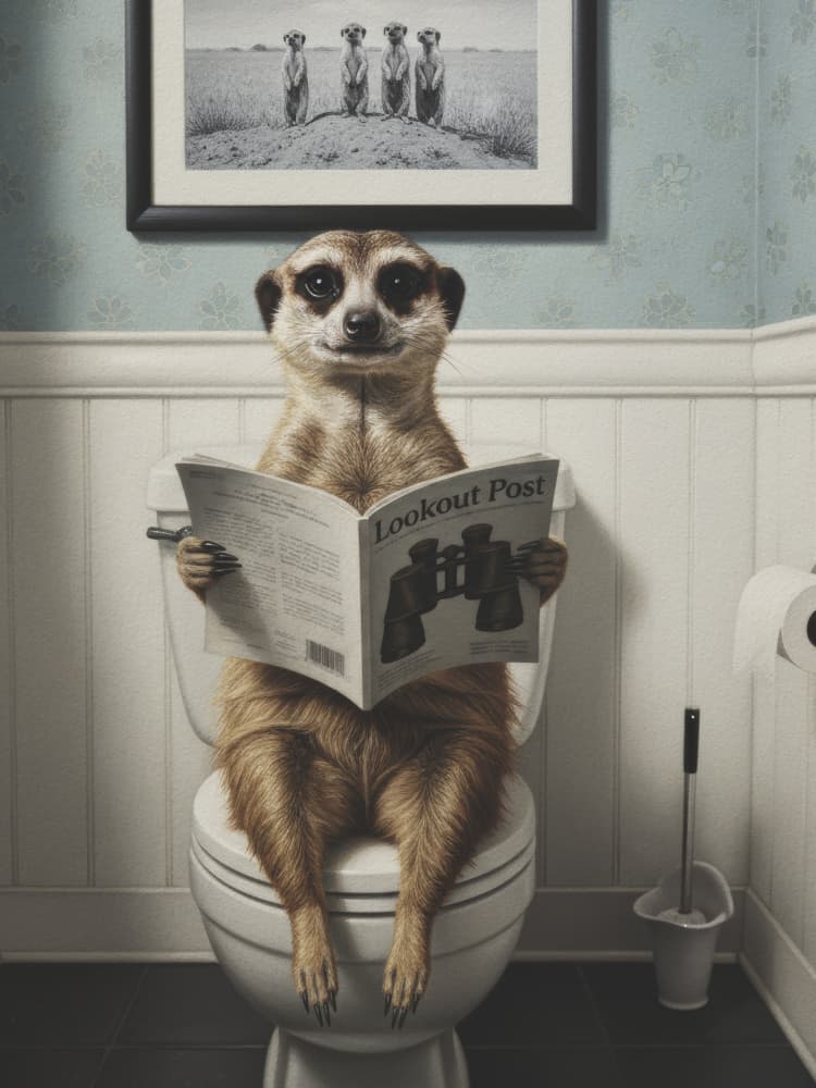 Funny Meerkat Reading by Andreas Magnusson — canvas wall art