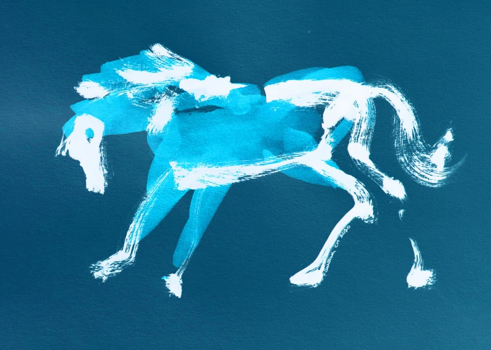 Energetic Blue Horse by Santhosh ch — canvas wall art