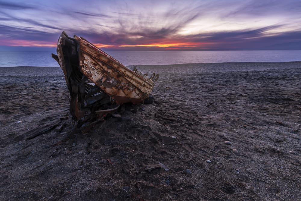 Rusted Shipwreck Sunset by Manuel Jose Guillen Abad — canvas wall art
