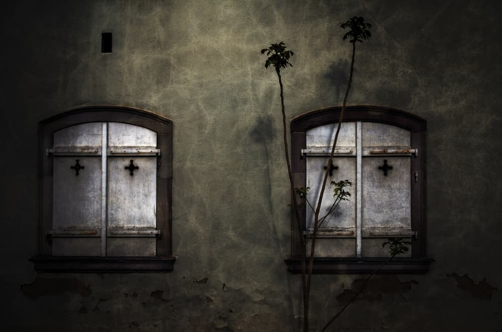 Mysterious Shuttered Wall by Wim Schuurmans — canvas wall art