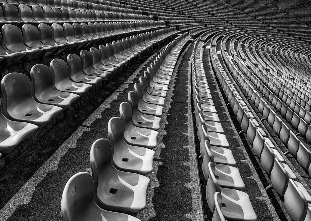 Curving Stadium Rows by Jef Van den Houte — canvas wall art