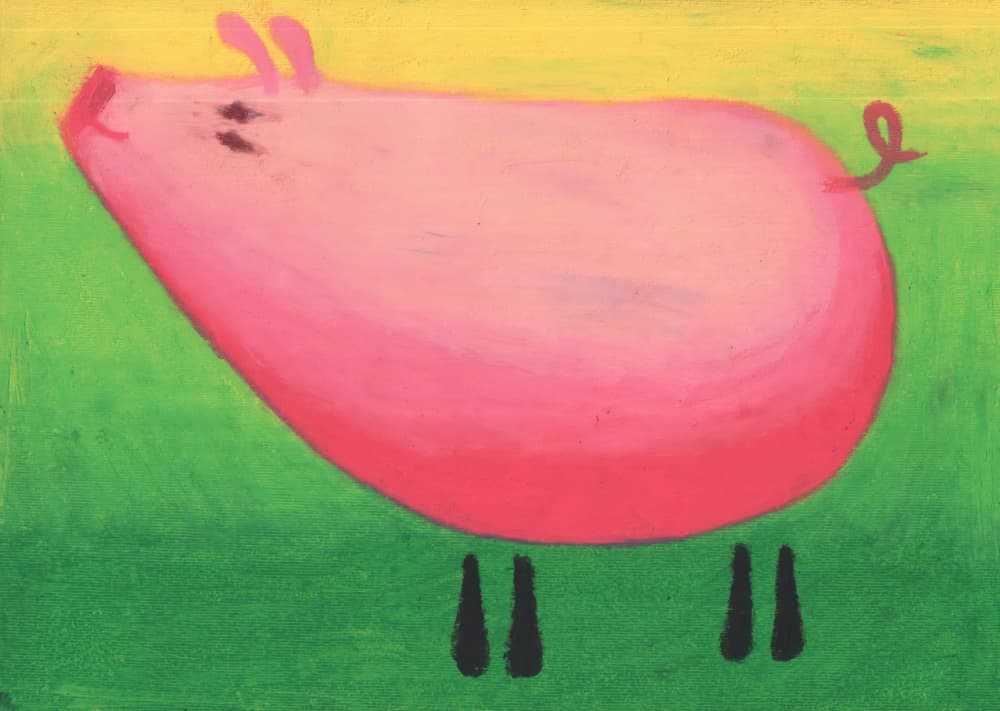 Whimsical Pink Pig by Kulik — canvas wall art